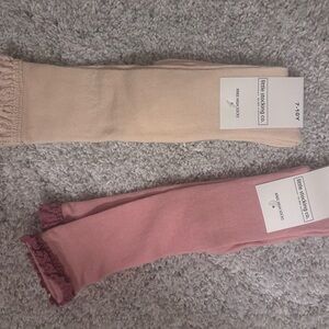 Little Stocking Co. Ruffle Leggings - Pink and Cream